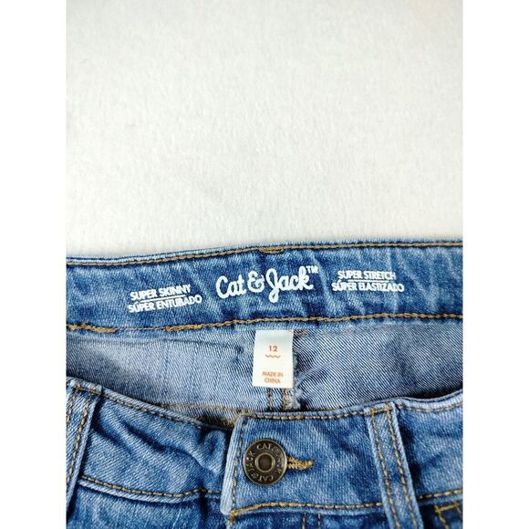 Cat & Jack Jeans Girls 12 Blue Unicorn Rainbow Embroidered Kidcore 90skids Y2K - Picture 3 of 10